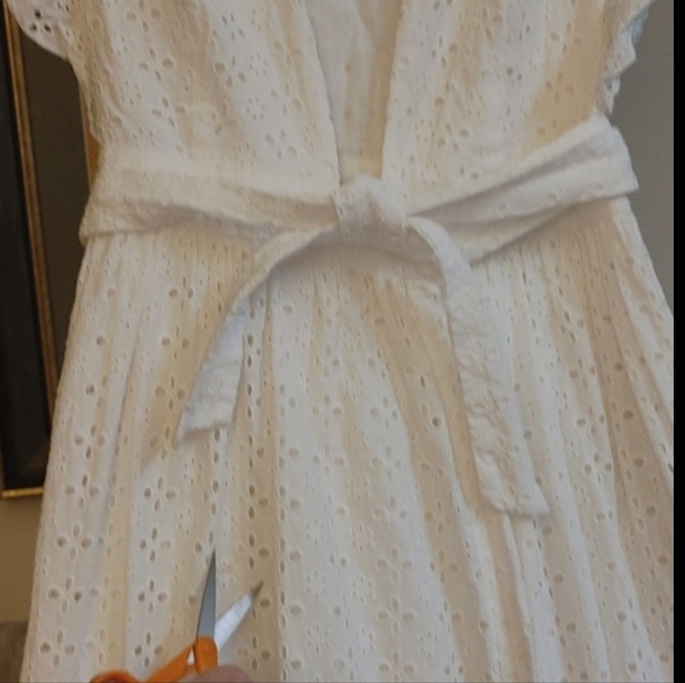 Majorelle Mistwood White Ruffle Cotton Eyelet Wrap Long Pinafore Type Dress XS - Picture 9 of 13